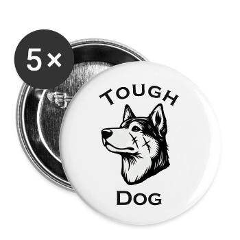 Scarred Wolf - Tough Dog Design - Buttons small 1''/25 mm (5-pack) - white - Front