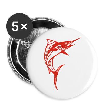 Roter Schwertfisch - Buttons klein 25 mm (5er Pack) - Weiß - Vorne