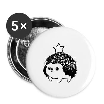 Petit hérisson avec étoile - Lot de 5 petits badges (25 mm) - blanc - Devant
