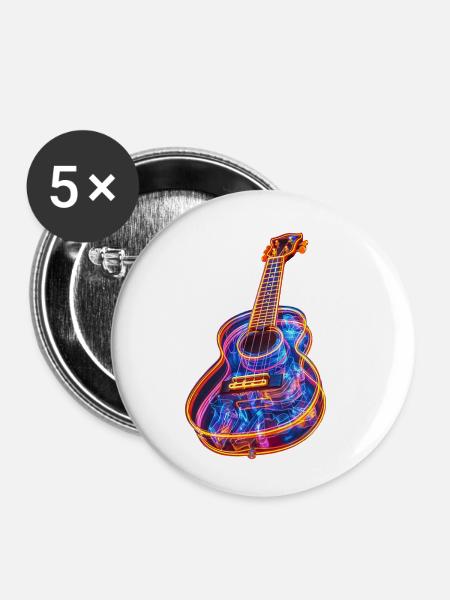 Ukulele - Buttons klein 25 mm (5er Pack) - Weiß