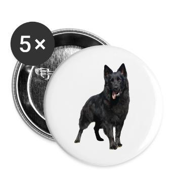 Chien de berger noir - Lot de 5 petits badges (25 mm) - blanc - Devant