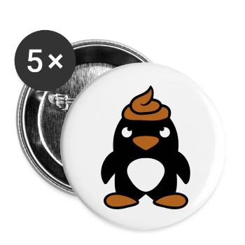Pinguin Kacke auf Kopf gemacht Lustige Kot Scheiße - Buttons klein 25 mm (5er Pack) - Weiß - Vorne