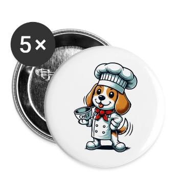 Beagle Cook - Buttons small 1''/25 mm (5-pack) - white - Front