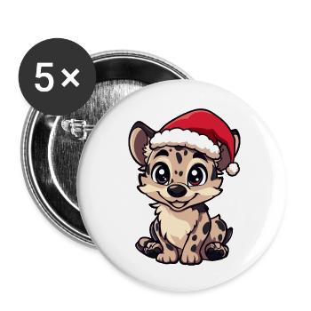 Hyäne Weihnachten - Buttons klein 25 mm (5er Pack) - Weiß - Vorne
