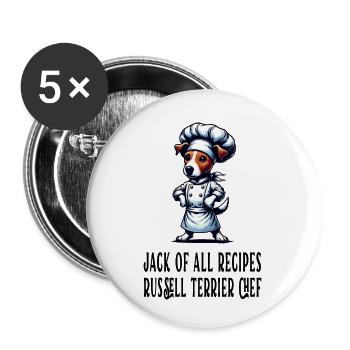 Jack Russell Terrier Cook - Buttons small 1''/25 mm (5-pack) - white - Front