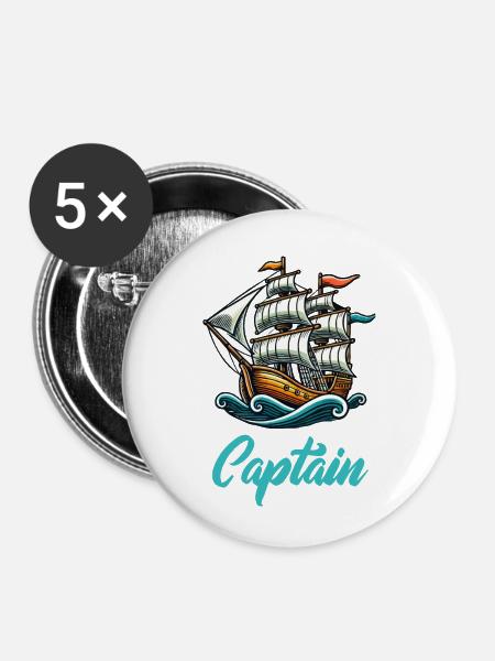 Schiff Captain - Buttons klein 25 mm (5er Pack) - Weiß