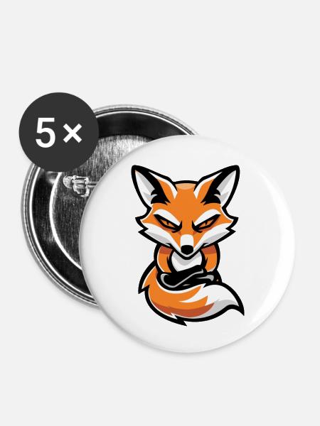 Fuchs Comic - Buttons klein 25 mm (5er Pack) - Weiß