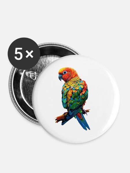 Sittiche - Buttons klein 25 mm (5er Pack) - Weiß