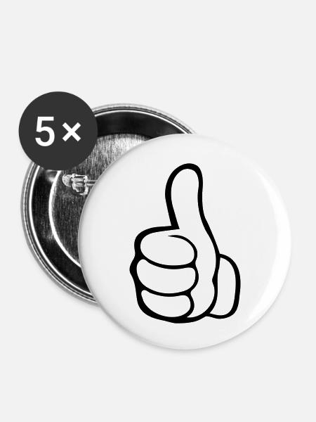 hand daumen hoch - Buttons klein 25 mm (5er Pack) - Weiß