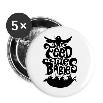 feed the Babies ! Futter Totem Vogel Nest sixties - Buttons klein 25 mm (5er Pack) - Weiß - Vorne