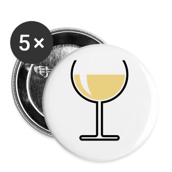 Weißweinglas Rund Offen (Weißwein / Wein / 2C) - Buttons klein 25 mm (5er Pack) - Weiß - Vorne