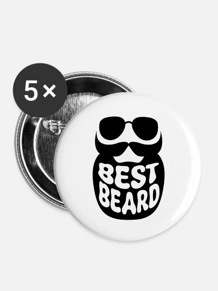 Bester Bart - Buttons klein 25 mm (5er Pack) - Weiß