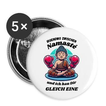 Quelque part entre le « Namasté » - Lot de 5 petits badges (25 mm) - blanc - Devant