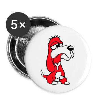 chien assis bave salive langue drôle idiot bande dessinée - Lot de 5 petits badges (25 mm) - blanc - Devant