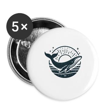 Buckelwal – Das perfekte Design für Walfisch-Fans! - Buttons klein 25 mm (5er Pack) - Weiß - Vorne