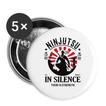 Ninjutsu - In der Stille liegt die Kraft - Buttons klein 25 mm (5er Pack) - Weiß - Vorne