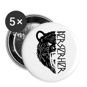 Black Bear Warrior - Buttons small 1''/25 mm (5-pack) - white - Front