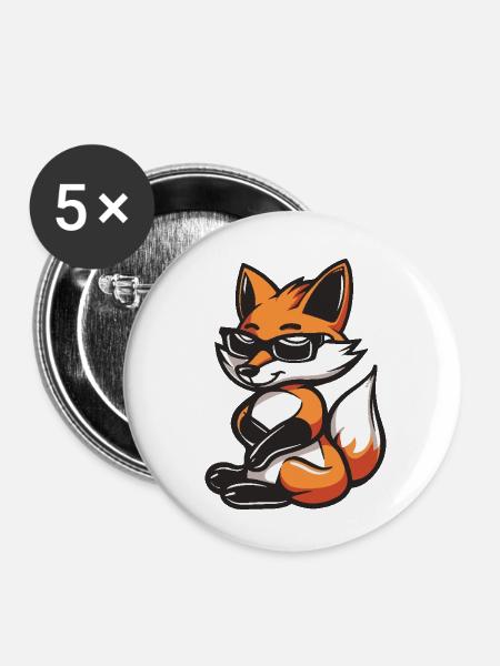 Fuchs Cool Comic - Buttons klein 25 mm (5er Pack) - Weiß