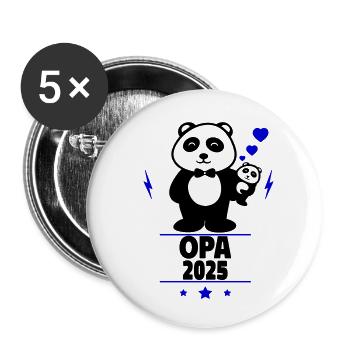 Opa 2025 ,Anzeige Schwangerschaft Opa - Buttons klein 25 mm (5er Pack) - Weiß - Vorne
