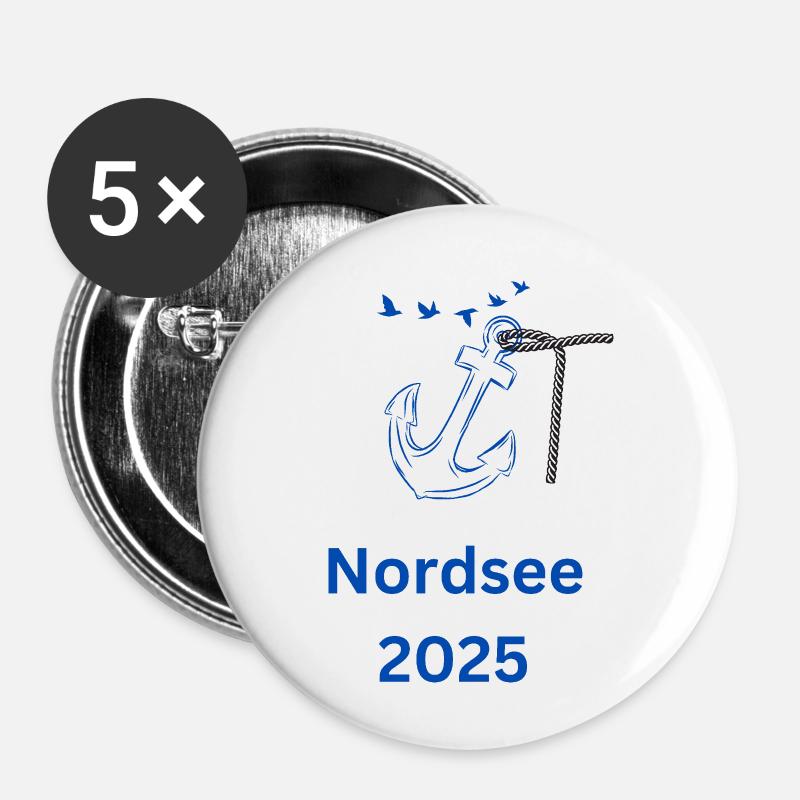 Nordsee 2025 - Buttons klein 25 mm (5er Pack) - Weiß