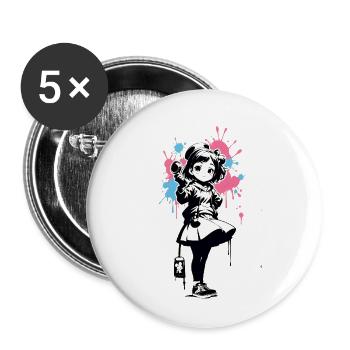 Street Art Fille 4534924 - Lot de 5 petits badges (25 mm) - blanc - Devant