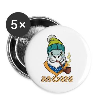 Moin - Fur Seal of the North Sea with Whistle - Buttons small 1''/25 mm (5-pack) - white - Front