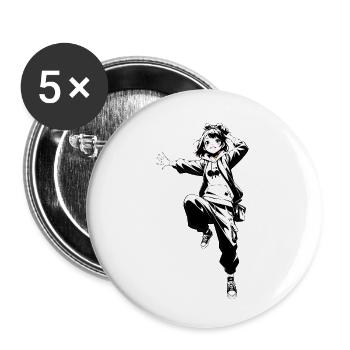 Street Art Fille 23243 - Lot de 5 petits badges (25 mm) - blanc - Devant