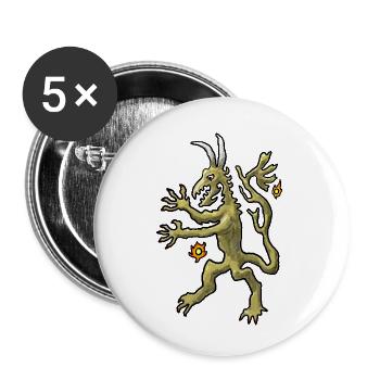 Lustiger Drache / Wappen Mittelalter - Buttons klein 25 mm (5er Pack) - Weiß - Vorne