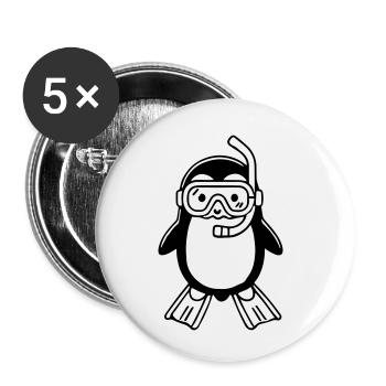 Niedlicher Schnorchelpinguin - Digitale Kunst Illustration - Buttons klein 25 mm (5er Pack) - Weiß - Vorne