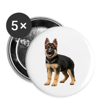 Deutscher Schäferhund Welpe echt - Buttons klein 25 mm (5er Pack) - Weiß - Vorne