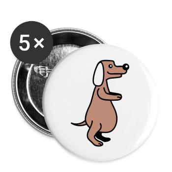 Hund Dicker Bauch Übergewicht Lustig Cartoon Comic - Buttons klein 25 mm (5er Pack) - Weiß - Vorne