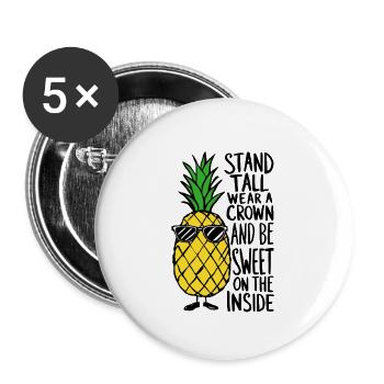 Cool Pineapple with "Stand Tall" - Buttons small 1''/25 mm (5-pack) - white - Front