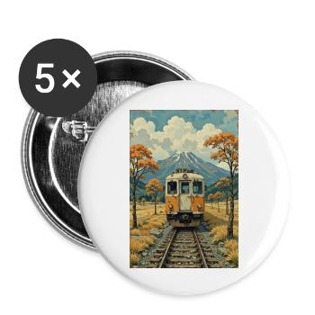 Image de train rétro - Lot de 5 petits badges (25 mm) - blanc - Devant