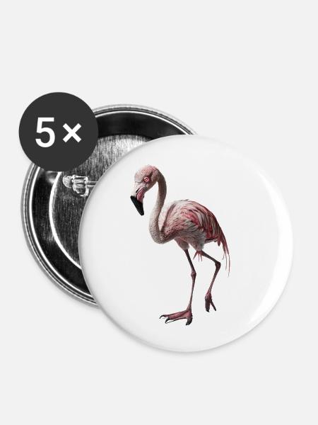 Flamingo - Buttons klein 25 mm (5er Pack) - Weiß