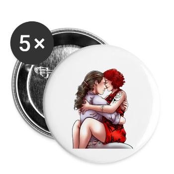 Love Couple - Buttons klein 25 mm (5er Pack) - Weiß - Vorne
