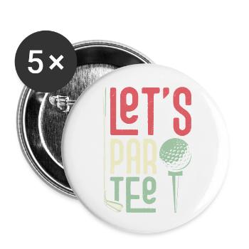Let's Par Tee Golfer Golf - Buttons klein 25 mm (5er Pack) - Weiß - Vorne