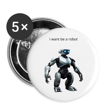 Roboter - Buttons klein 25 mm (5er Pack) - Weiß - Vorne