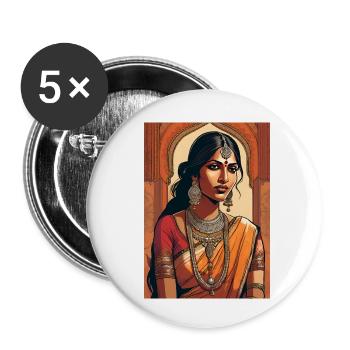 India Indian Woman Beautiful Punjab - Buttons small 1''/25 mm (5-pack) - white - Front