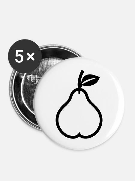 Birne - Buttons klein 25 mm (5er Pack) - Weiß