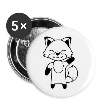 Renard agitant la main amicale bonjour salutation mignon - Lot de 5 petits badges (25 mm) - blanc - Devant