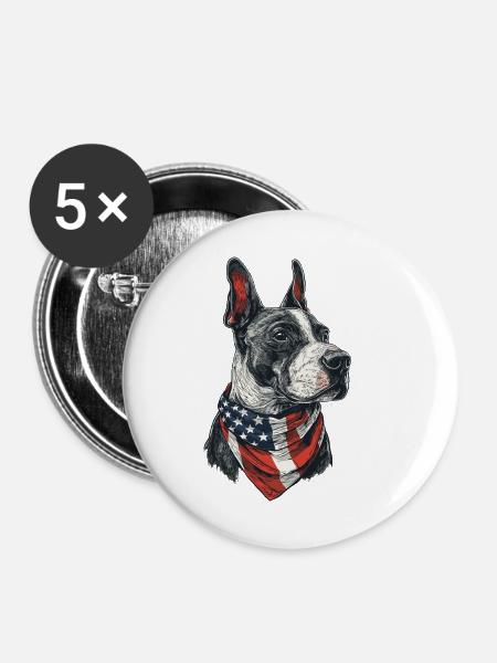 Bullterrier - Buttons klein 25 mm (5er Pack) - Weiß