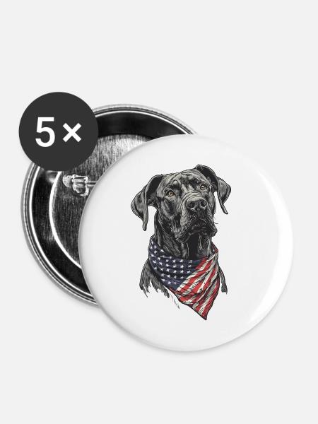 Deutsche Dogge - Buttons klein 25 mm (5er Pack) - Weiß