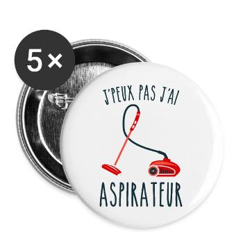 No puedo, tengo una aspiradora - Paquete de 5 chapas pequeñas (25 mm) - blanco - detrás