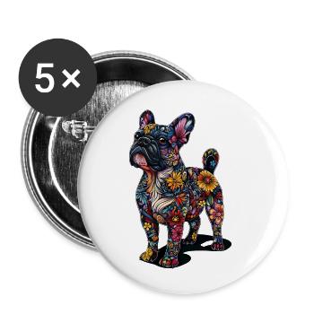 Bulldogge - Buttons klein 25 mm (5er Pack) - Weiß - Vorne