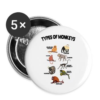 Arten von Affen Lustige Affenbesitzer Primaten - Buttons klein 25 mm (5er Pack) - Weiß - Vorne