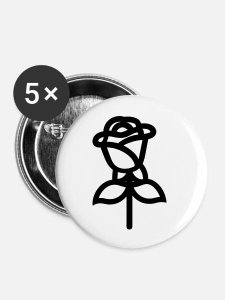 Rosa Blume - Buttons klein 25 mm (5er Pack) - Weiß