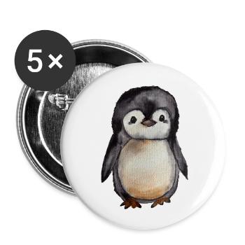 Small Cute Watercolor Penguin Hand Painted - Buttons small 1''/25 mm (5-pack) - white - Front