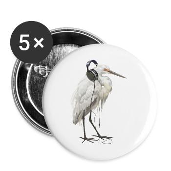 Reiher Vogel - Buttons klein 25 mm (5er Pack) - Weiß - Vorne