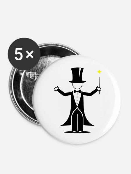 Zauberer Design - Buttons klein 25 mm (5er Pack) - Weiß
