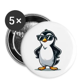 pinguin comic - Buttons klein 25 mm (5er Pack) - Weiß - Vorne
